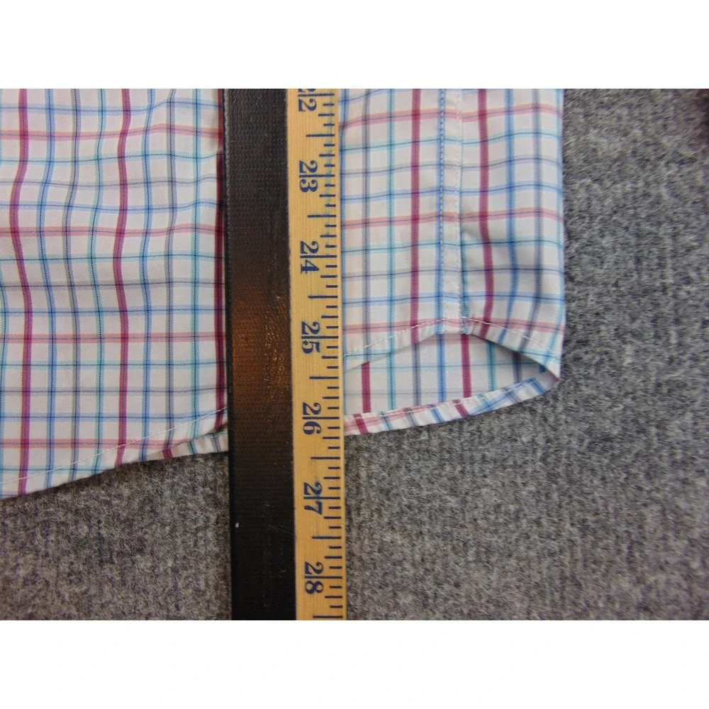 Johnnie O Dress‎ Shirt Youth 16 Plaid Red Blue White Button Casual Dress Prep